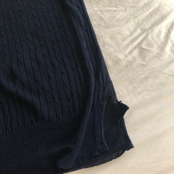 j. crew linen cable knit sweater in navy blue - Picture 8 of 8